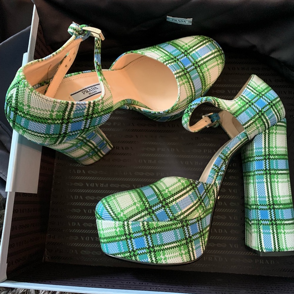 Prada
Plaid Ankle-Strap Platform Pumps brand new in box. Authentic size 40
